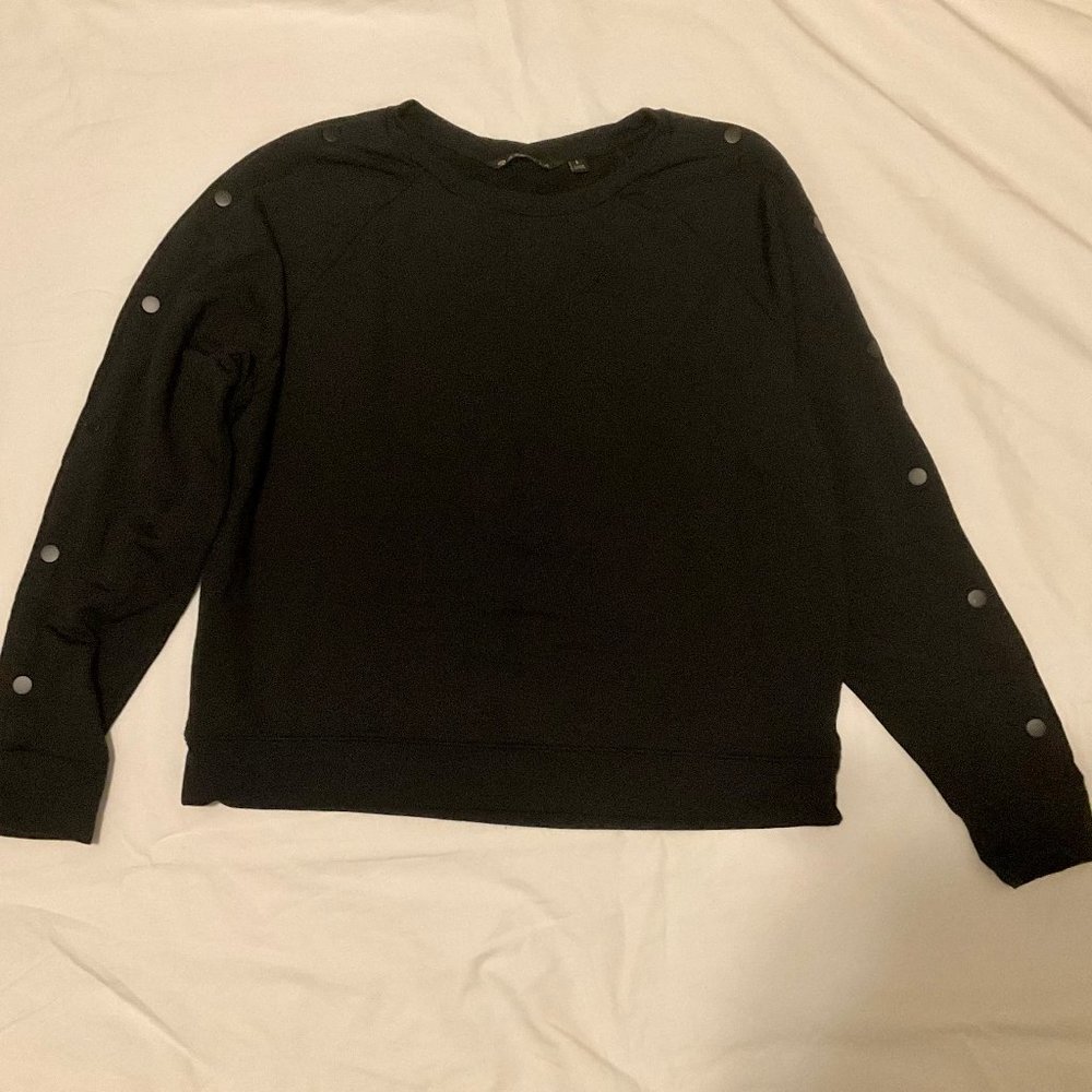 Athleta Women's Black Snappy Sweatshirt Size Large